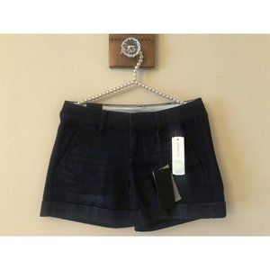 NWT Dear John Womens Size 25 Finnegan Roll Cuff Shorts Dark Wash Blue Denim